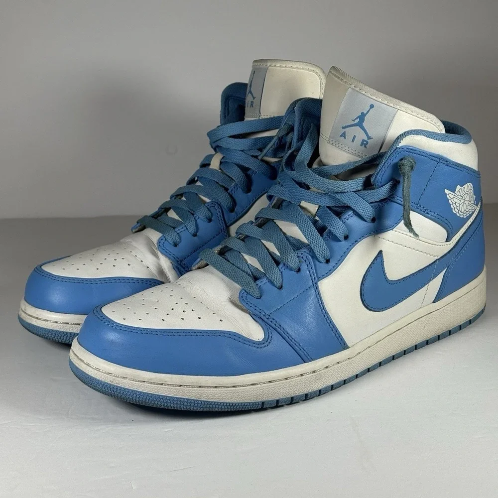 Air Jordan 1 Mid University‎ Blue White Mens Sneakers 554724-106 Size 12 2012